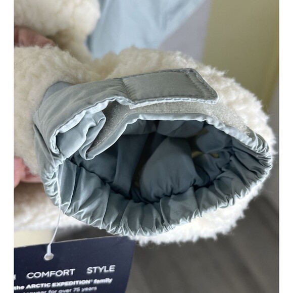 Artic Expedition Women's Berber Coat Hidden Hood Ivory Blue-Grn Size Medium NEW - Picture 10 of 16